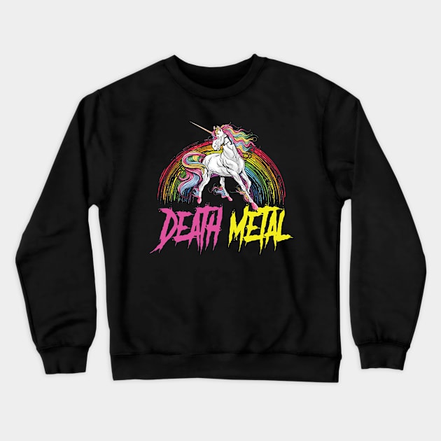 Death Metal Unicorn Crewneck Sweatshirt by Imutobi